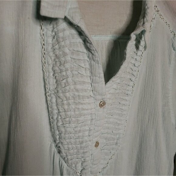 Bandolino Womens Mint Green Gauzy Button Down Shirt XXL - Picture 3 of 8